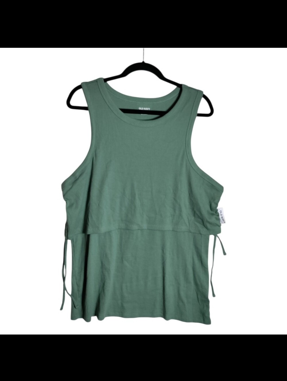 Old Navy Maternity Nursing Tank Top XXL Sage Green Ribbed Side Tie Sleeveless